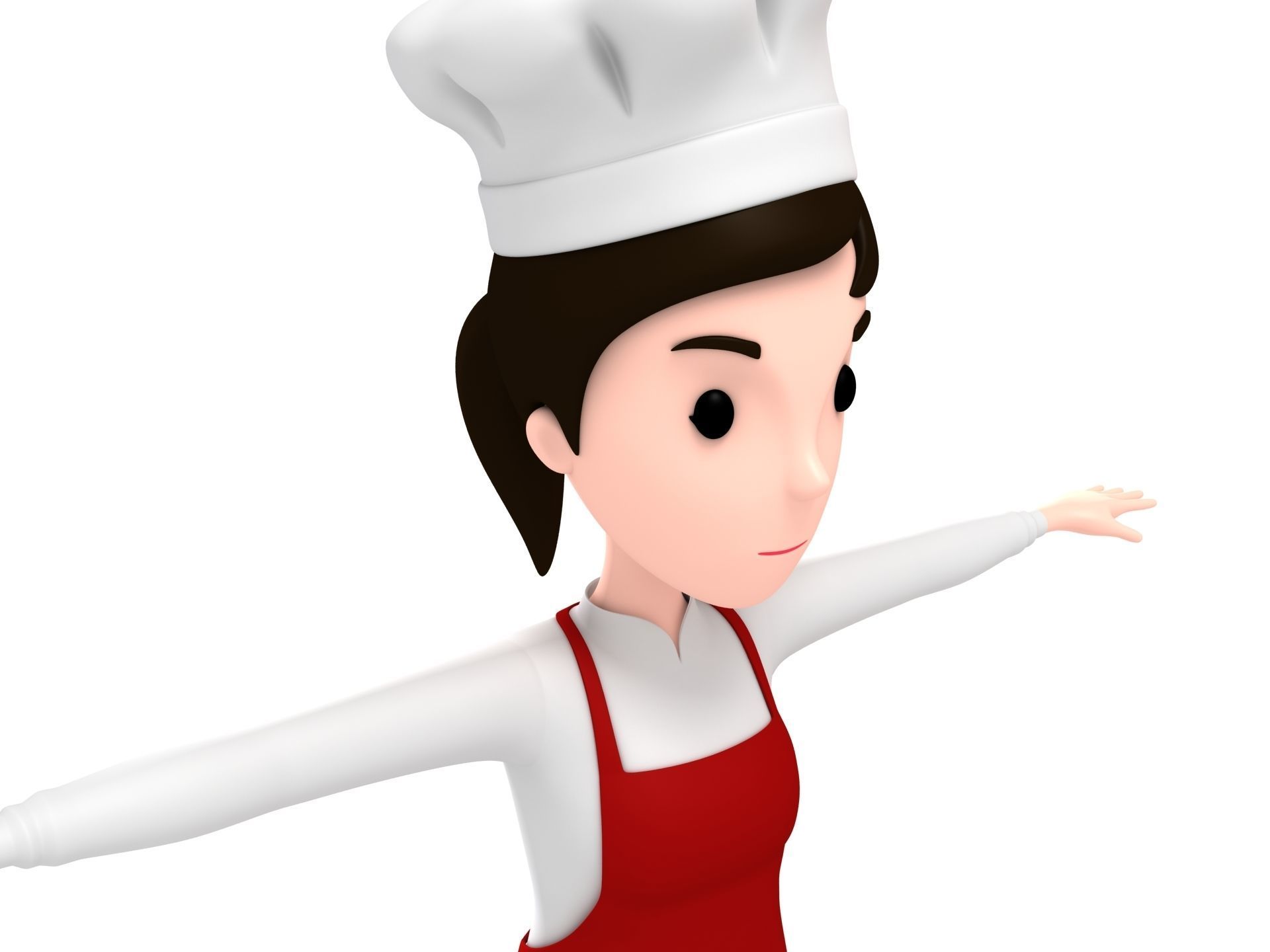 CartoonGirl013 Chef Woman 3D model_9