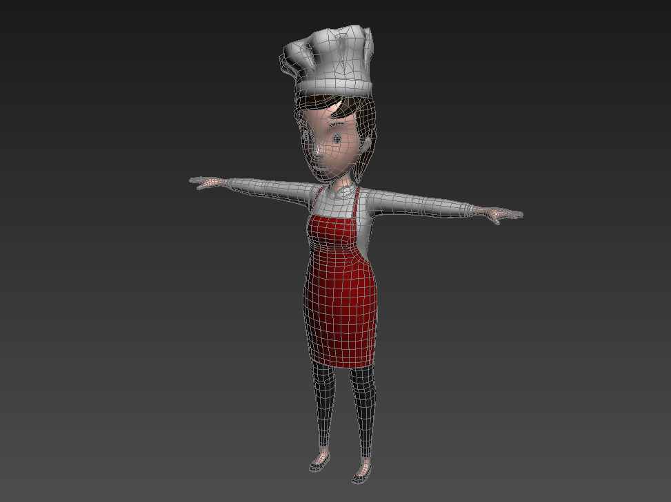 CartoonGirl013 Chef Woman 3D model_11
