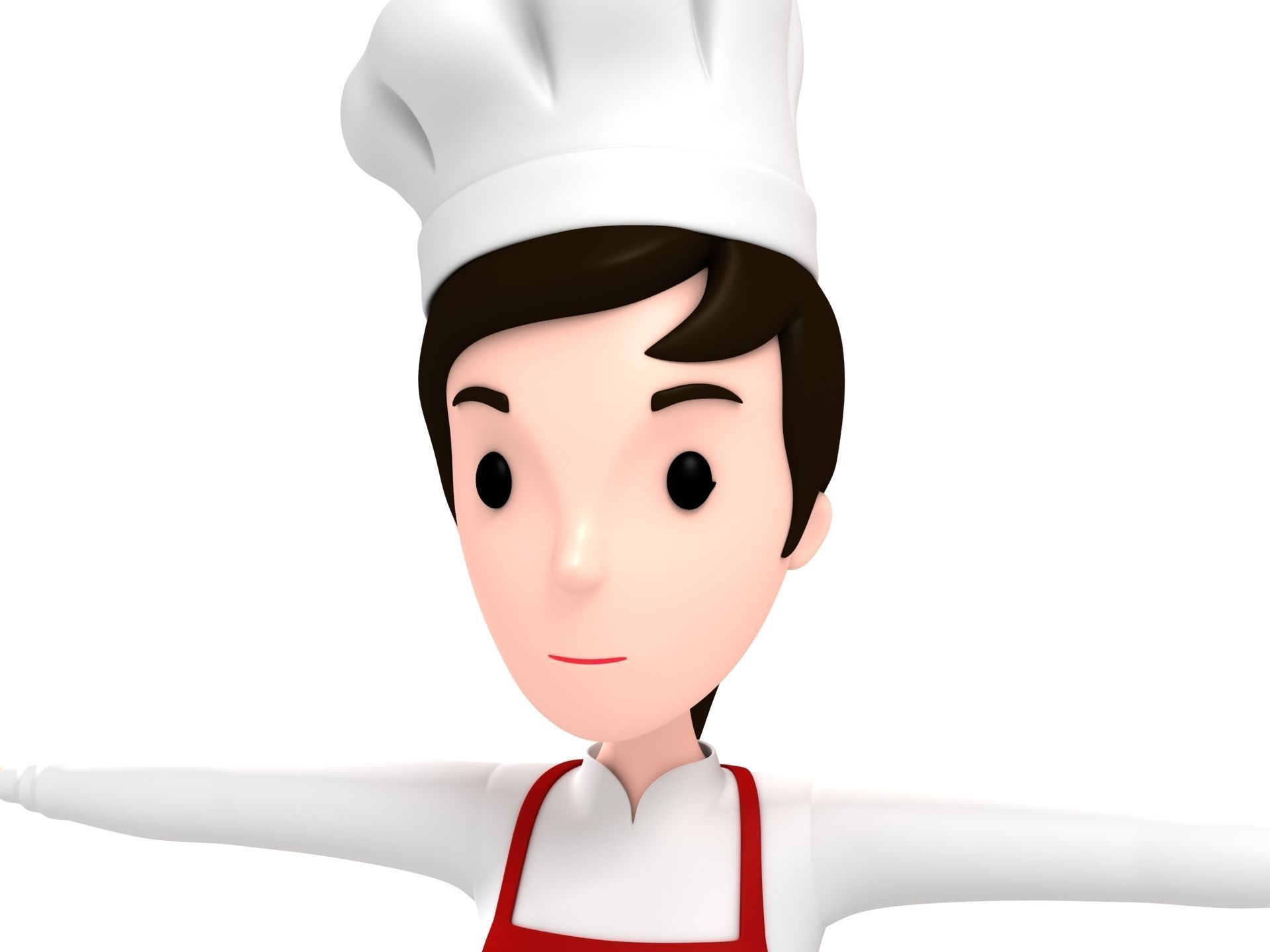 CartoonGirl013 Chef Woman 3D model_4