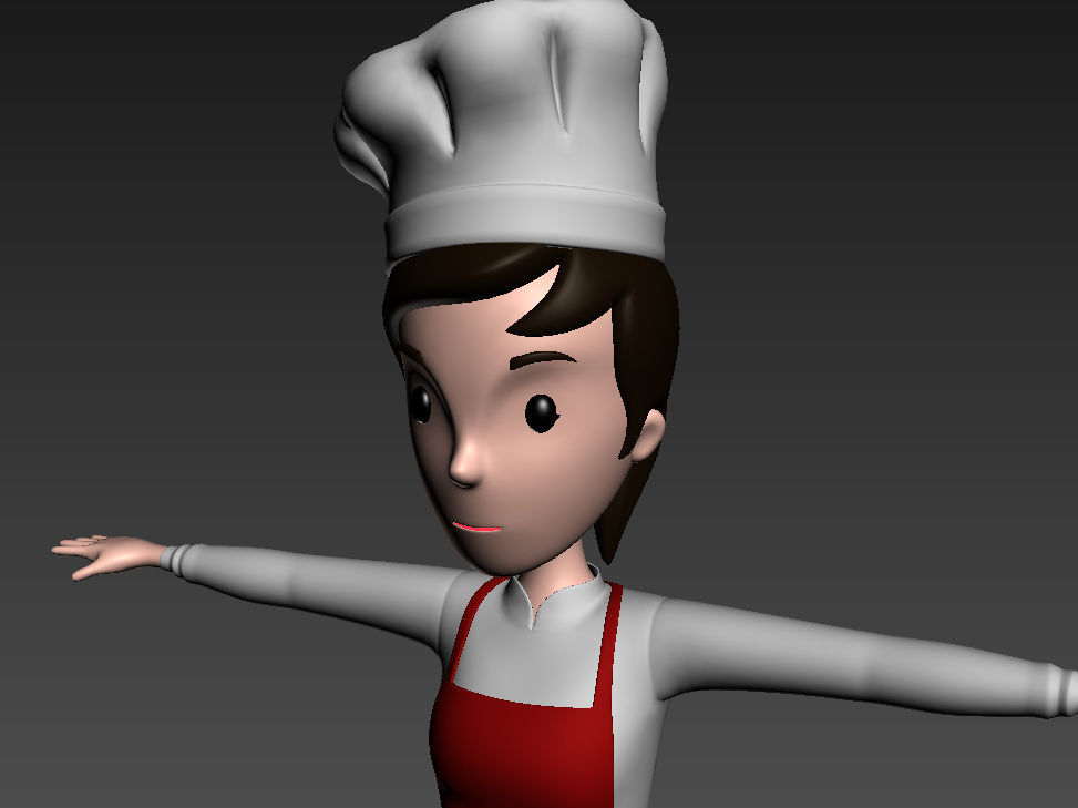 CartoonGirl013 Chef Woman 3D model_13