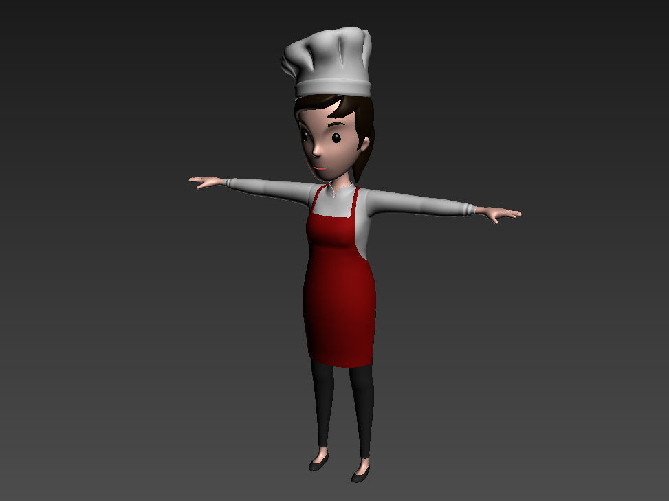 CartoonGirl013 Chef Woman 3D model_10