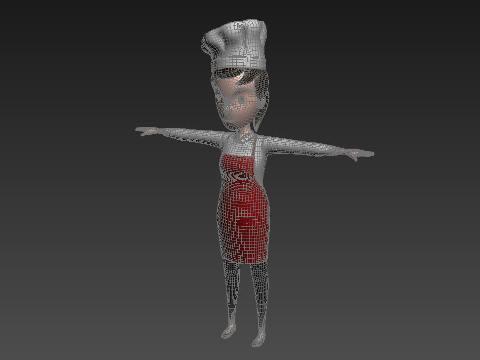 CartoonGirl013 Chef Woman 3D model_12