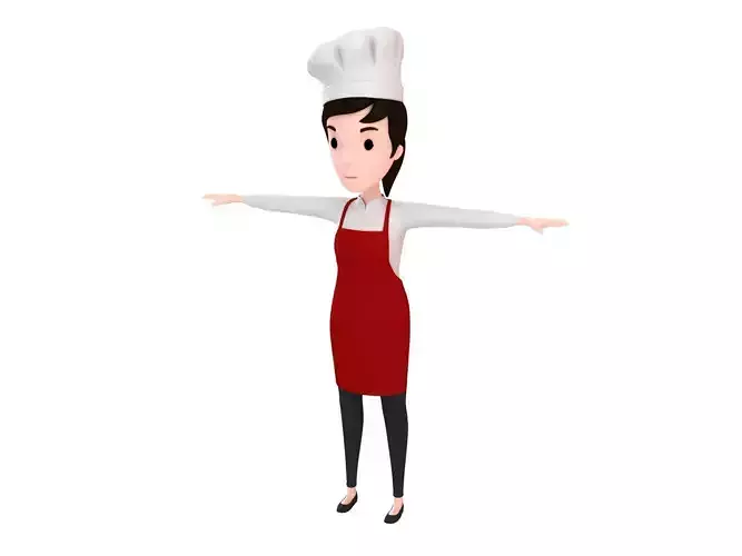 CartoonGirl013 Chef Woman 3D model