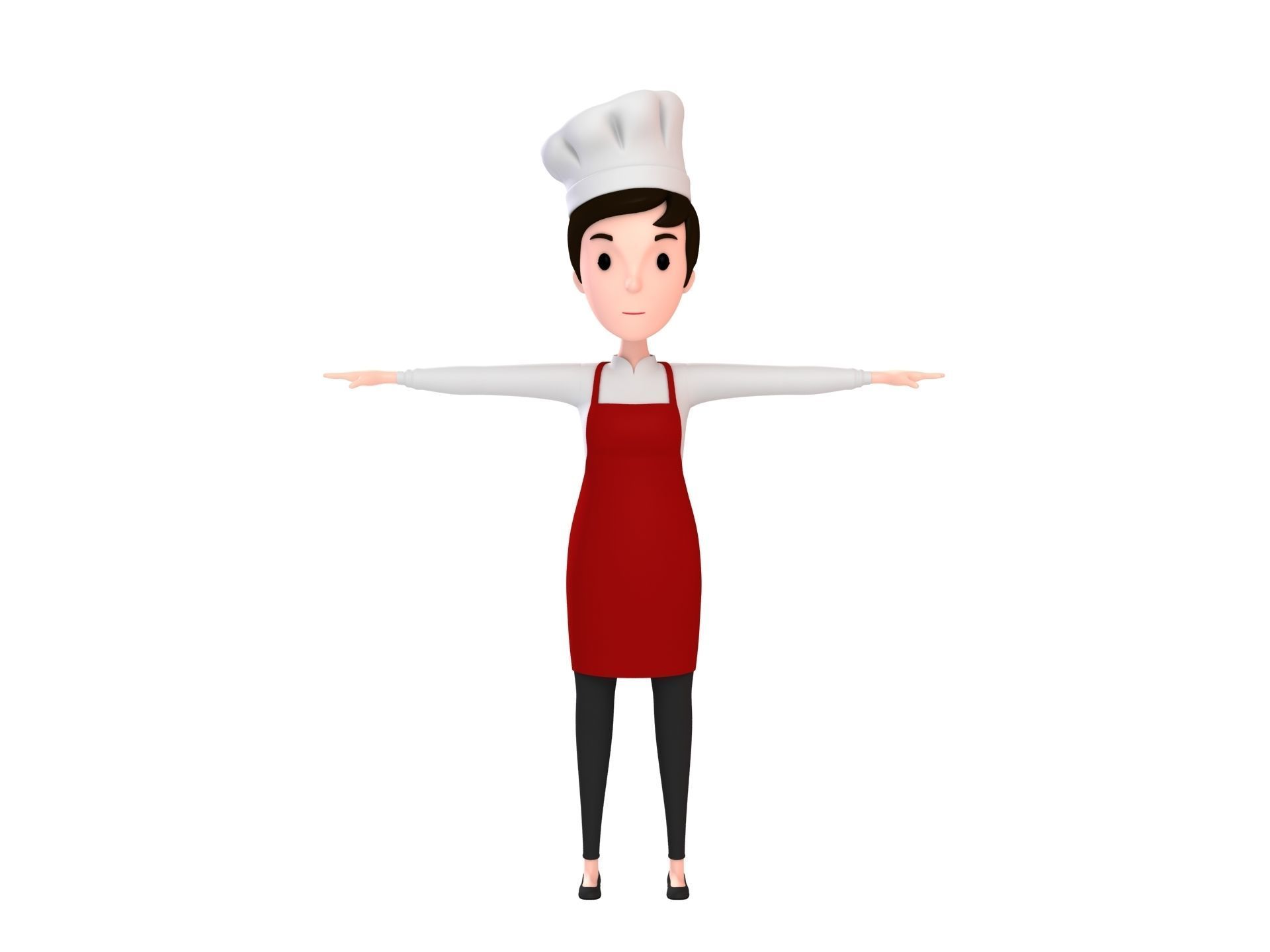 CartoonGirl013 Chef Woman 3D model_1