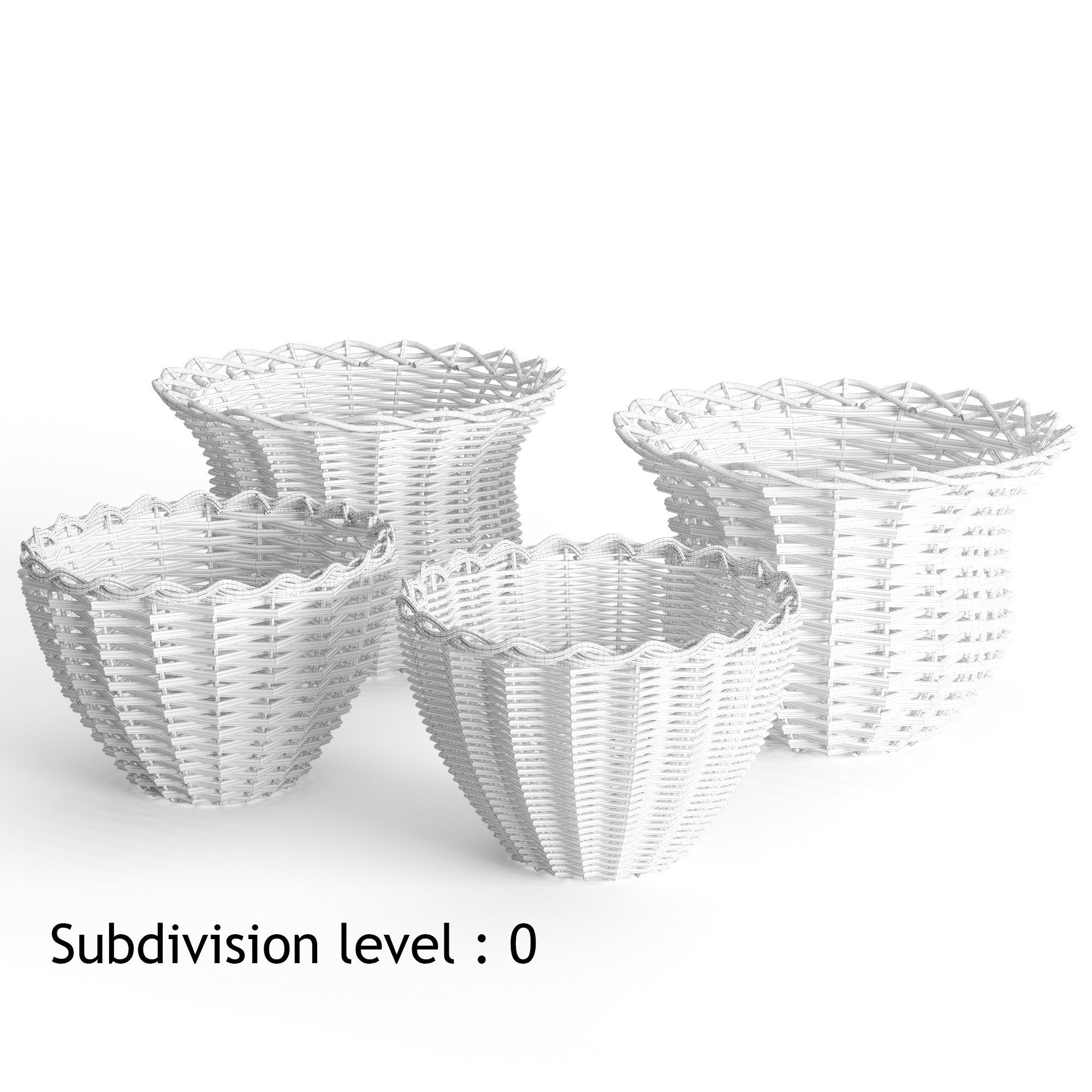 Rattan Baskets Set 3D model_5