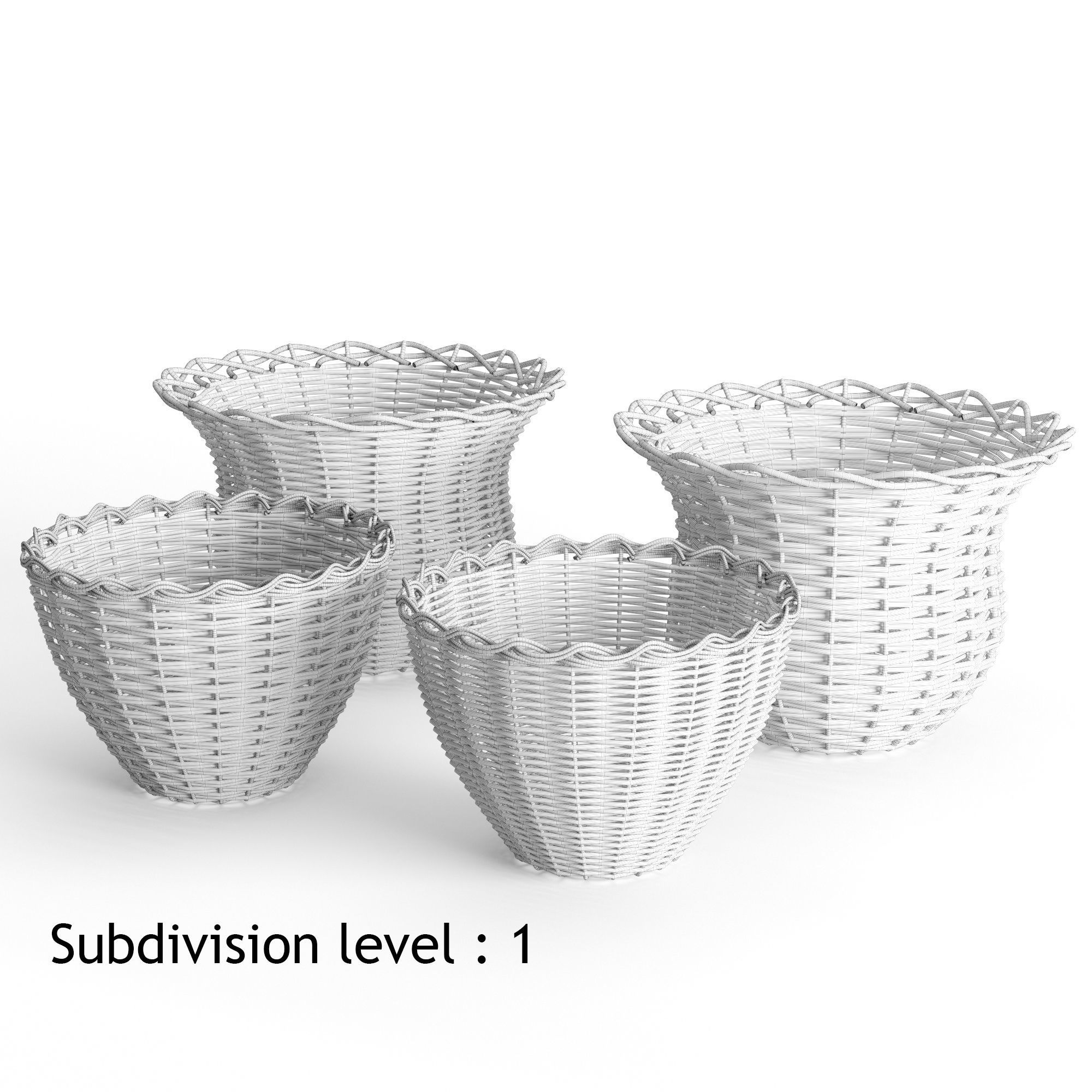 Rattan Baskets Set 3D model_6