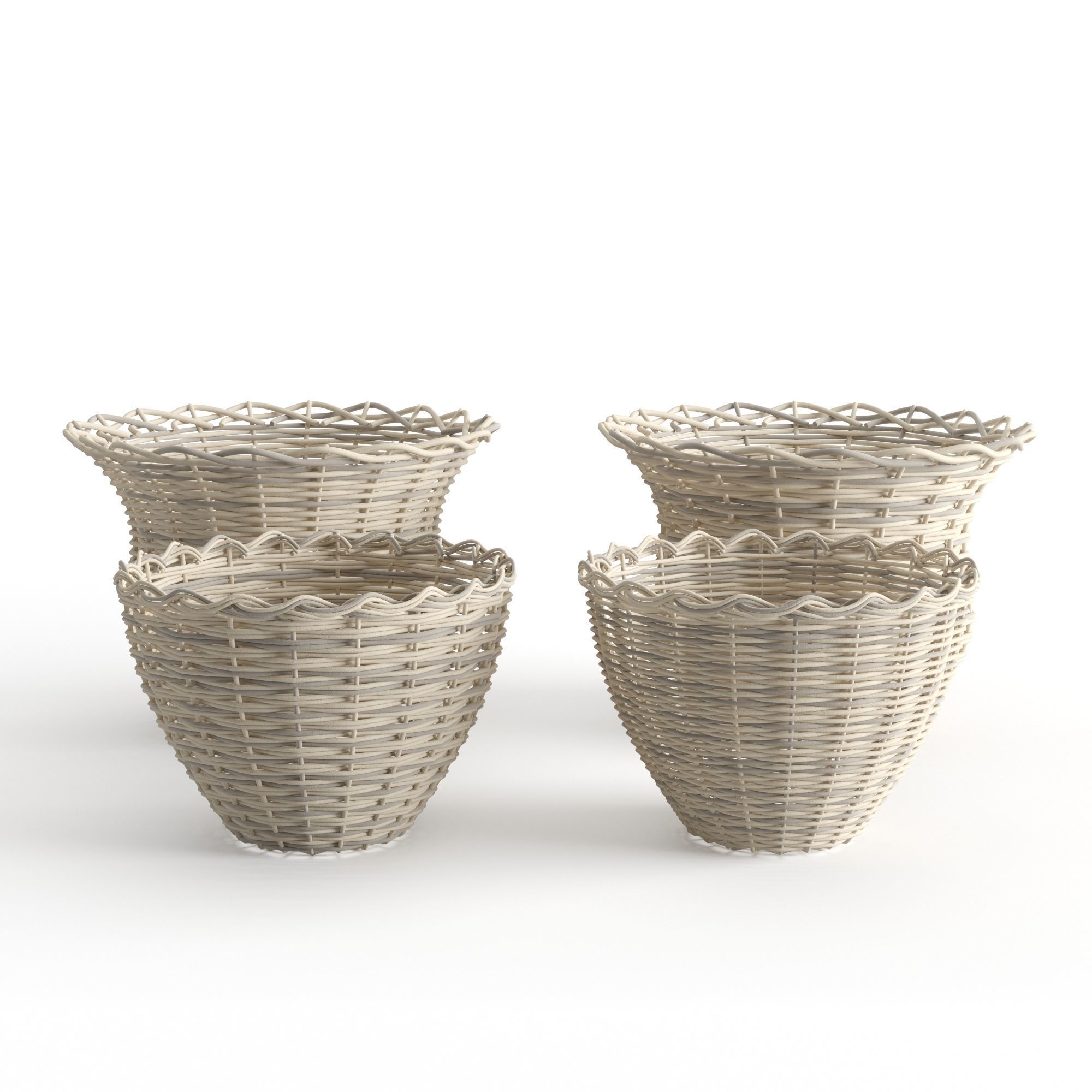 Rattan Baskets Set 3D model_4