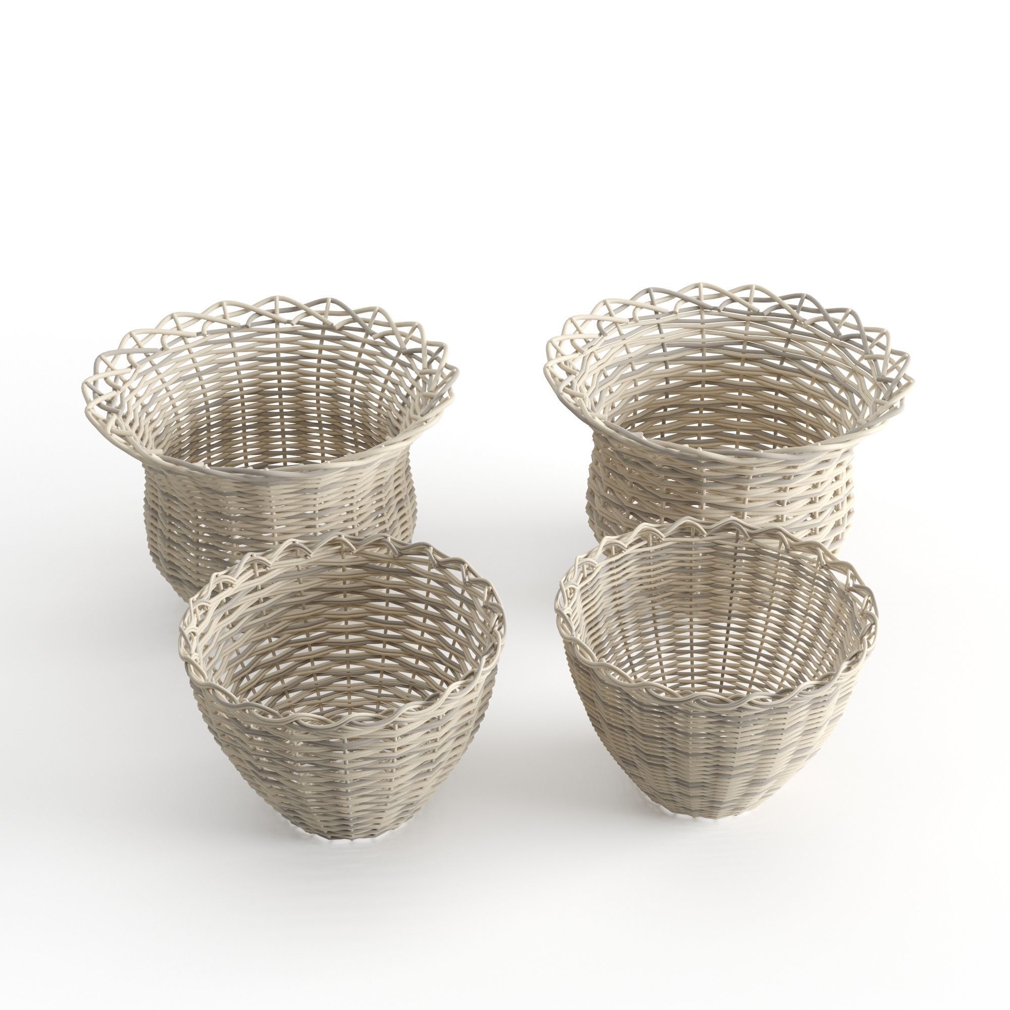 Rattan Baskets Set 3D model_2