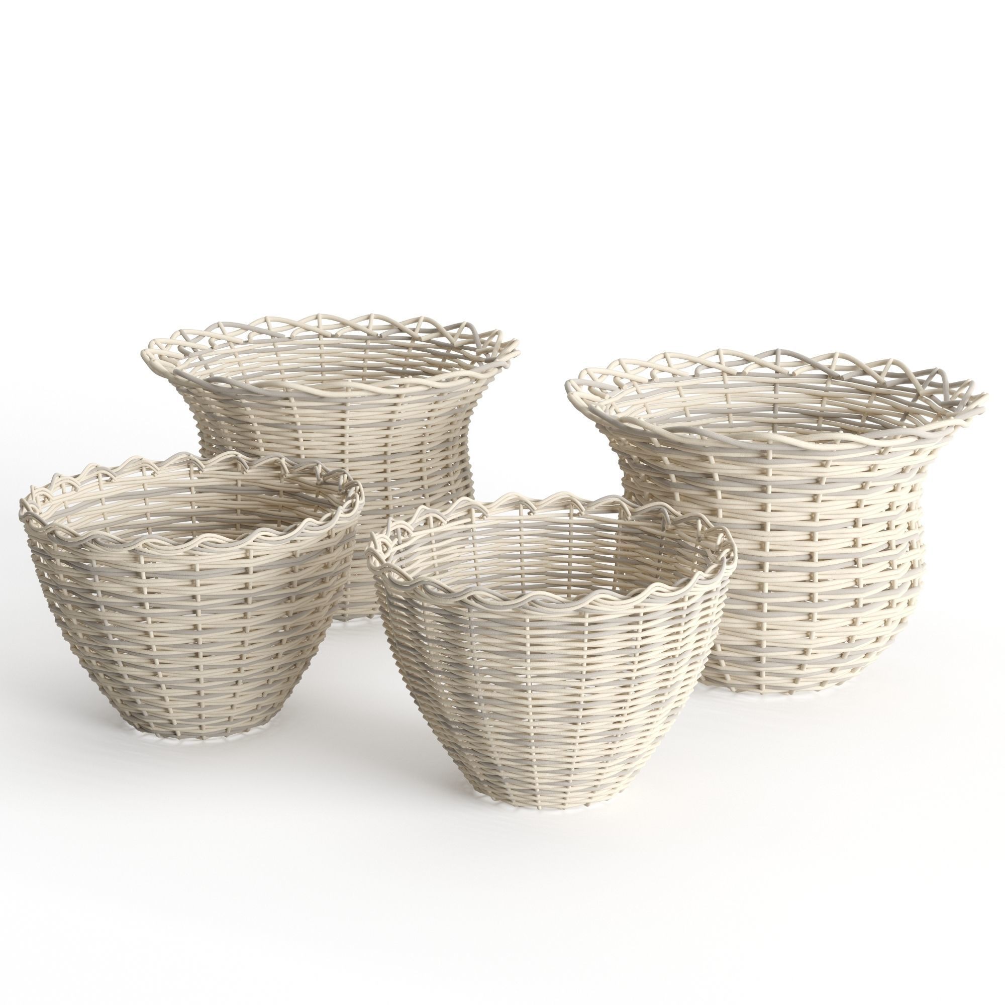 Rattan Baskets Set 3D model_3