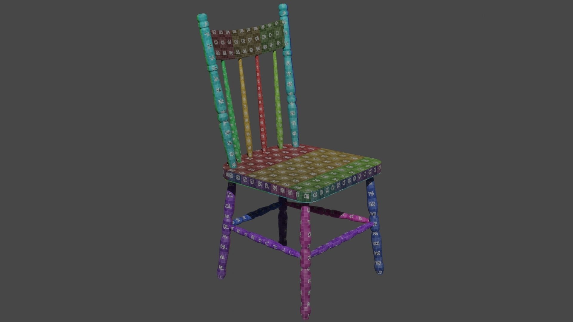 Antique Wooden Chair Low-poly 3D model_28