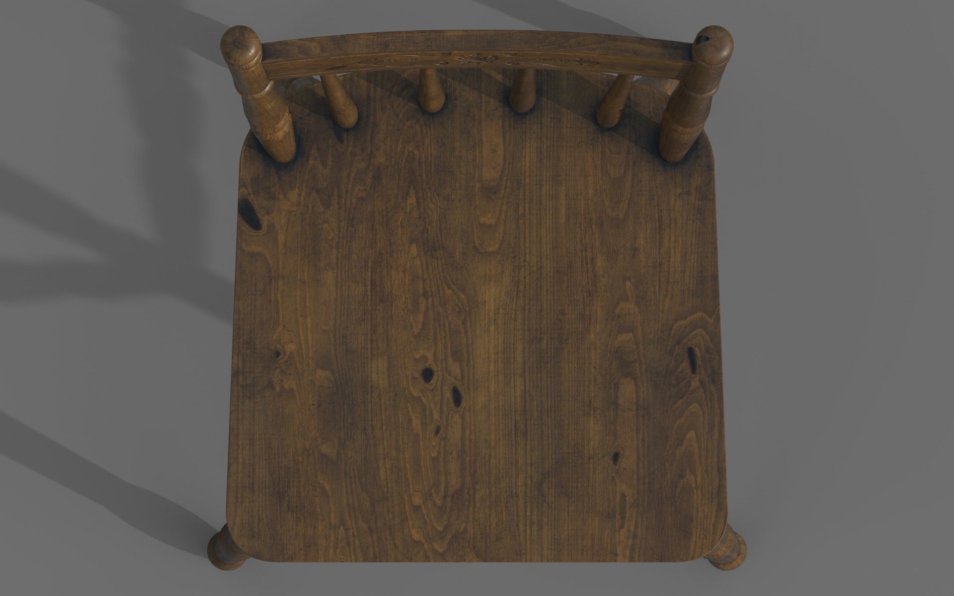 Antique Wooden Chair Low-poly 3D model_6