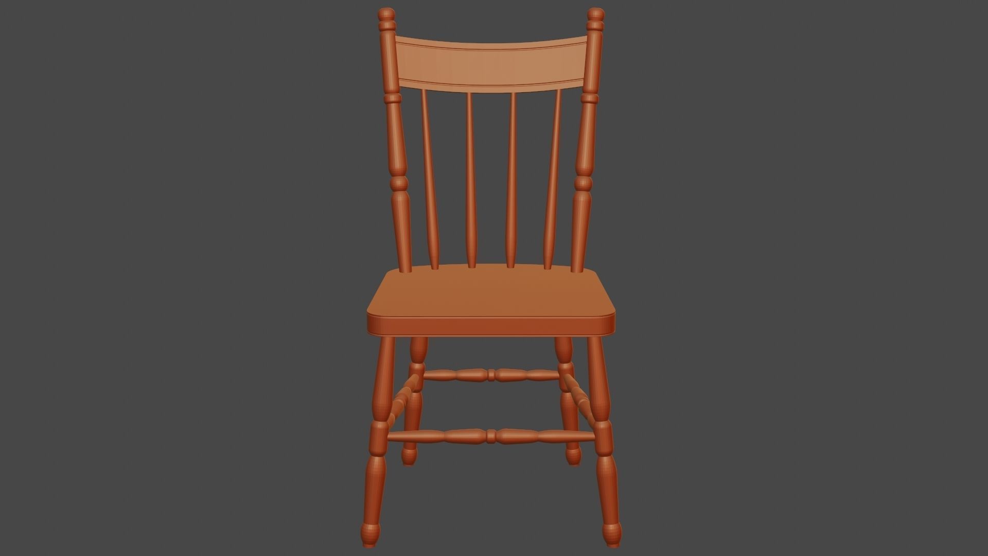 Antique Wooden Chair Low-poly 3D model_26
