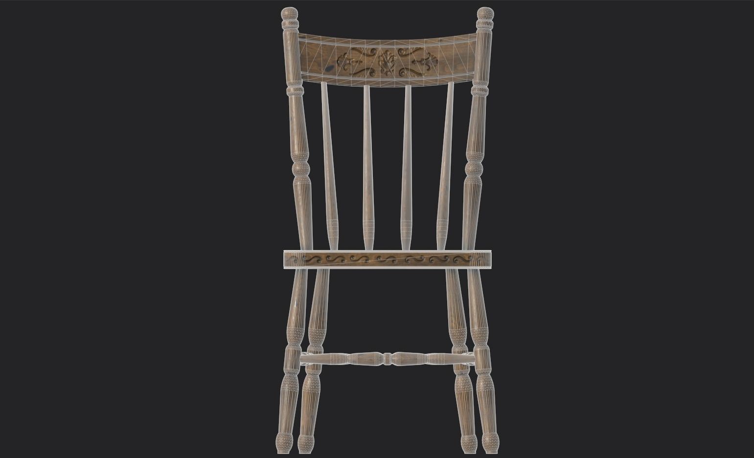 Antique Wooden Chair Low-poly 3D model_21
