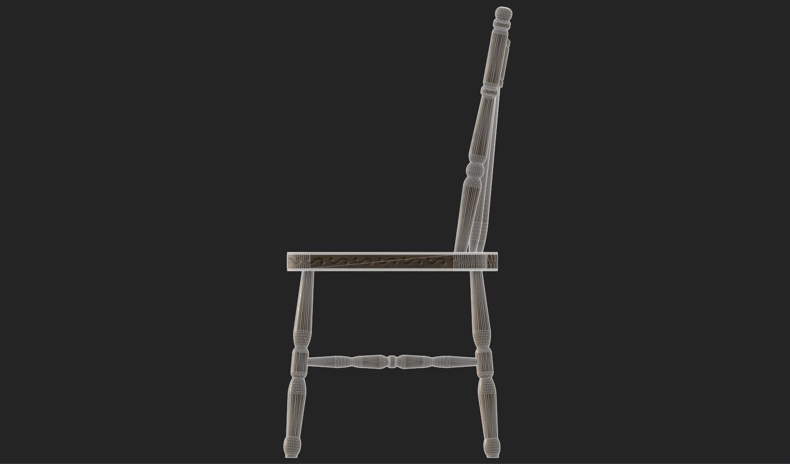 Antique Wooden Chair Low-poly 3D model_22