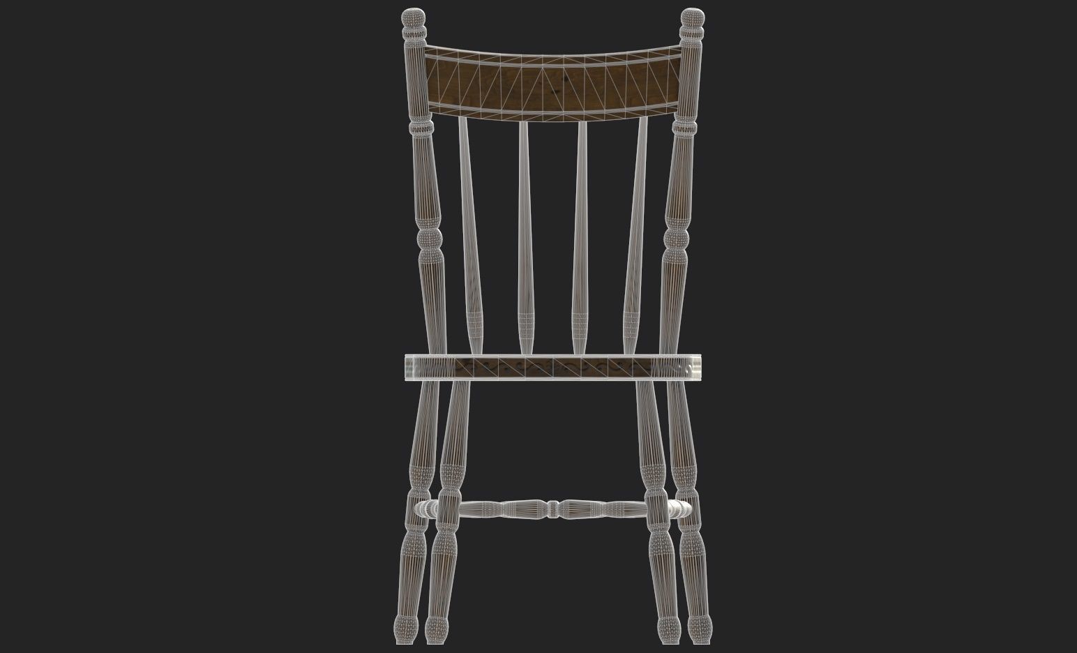 Antique Wooden Chair Low-poly 3D model_23