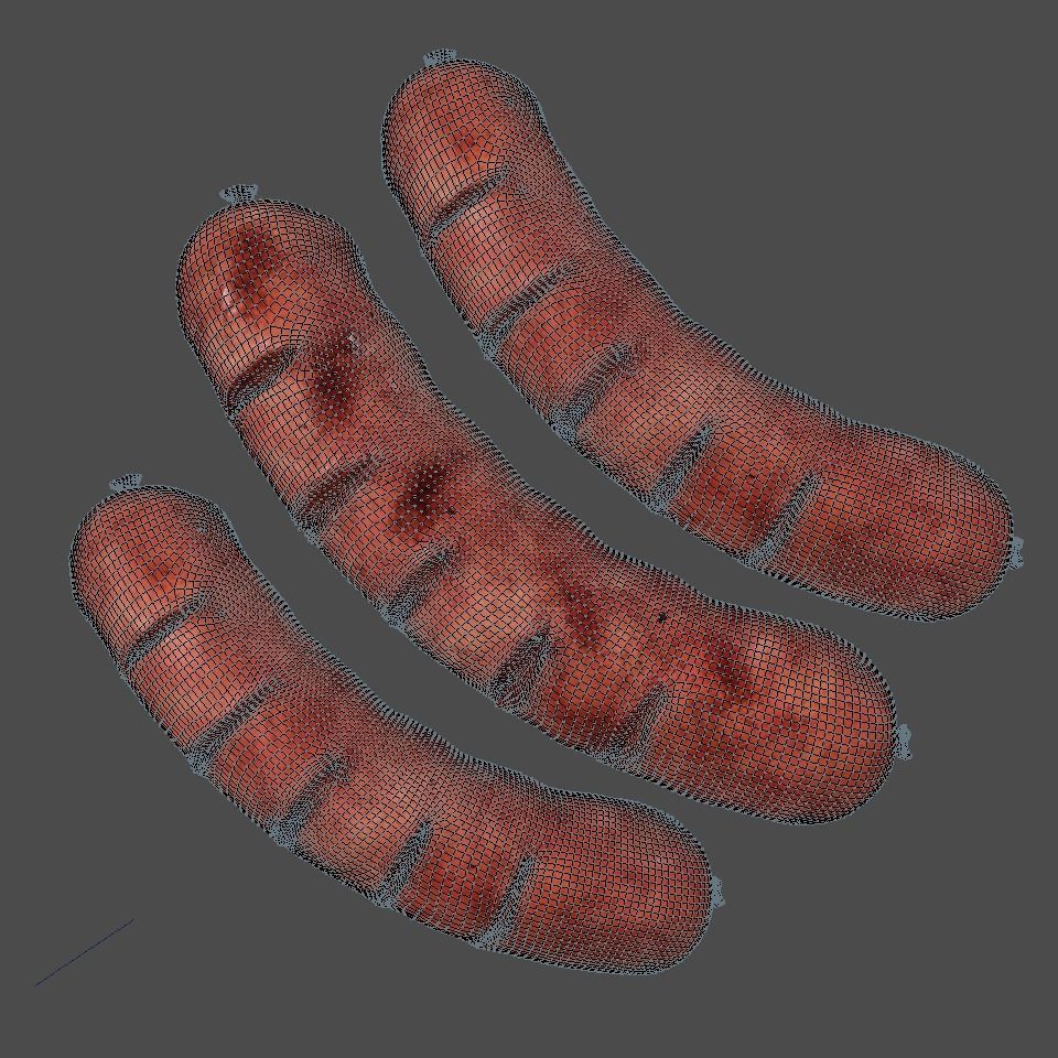 Photorealistic Sausage  Low-poly 3D model_7