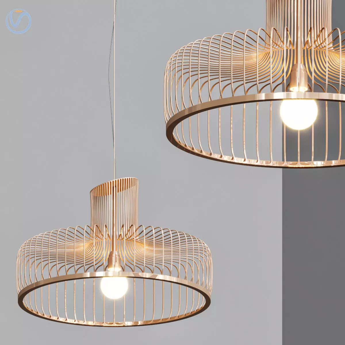 Wedding pendant lamp 3D model_0