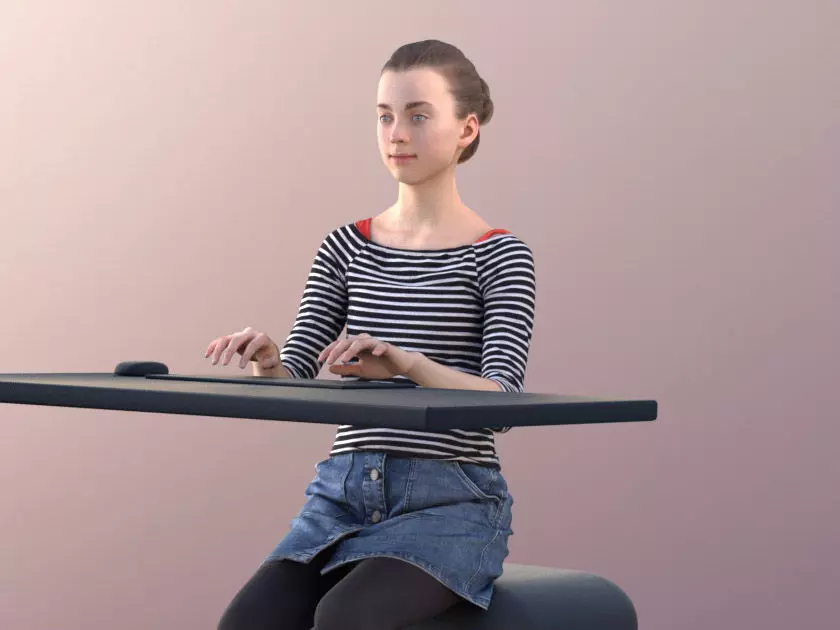 Mady 10107 - Typing Girl Low-poly 3D model_0
