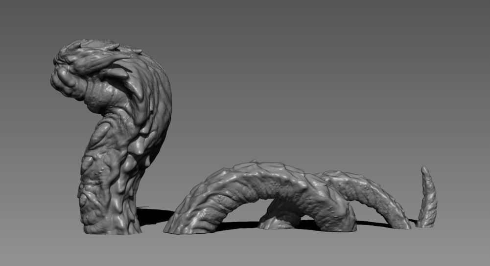 Giant Sand Worm 2 Poses - 3D printable creature 3D print model 3D print model_1