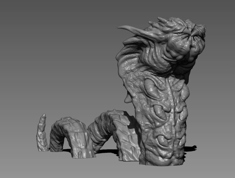 Giant Sand Worm 2 Poses - 3D printable creature 3D print model 3D print model_2