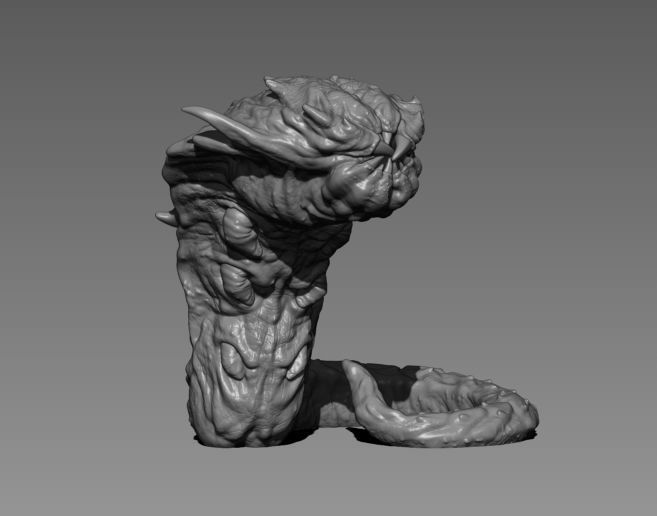 Giant Sand Worm 2 Poses - 3D printable creature 3D print model 3D print model_3