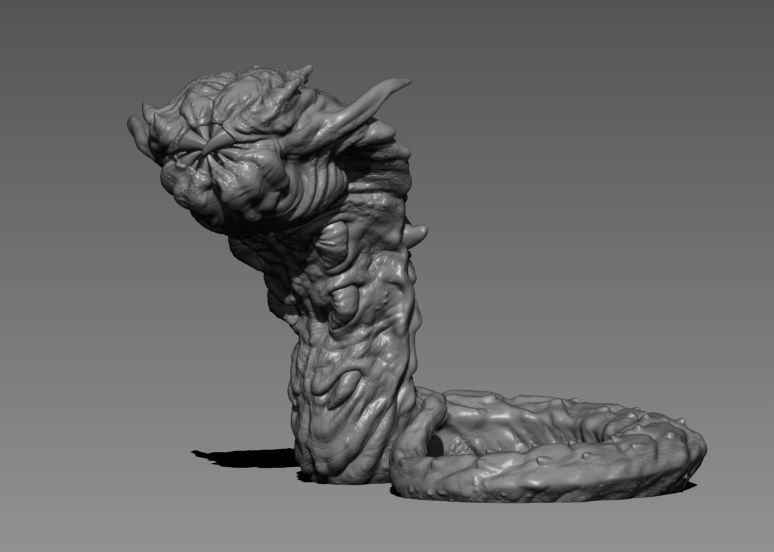 Giant Sand Worm 2 Poses - 3D printable creature 3D print model 3D print model_4