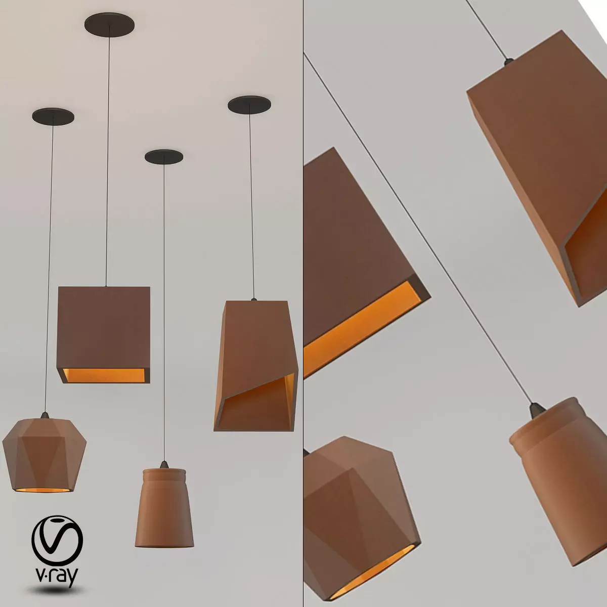 Concrete Pendant Light 3D model