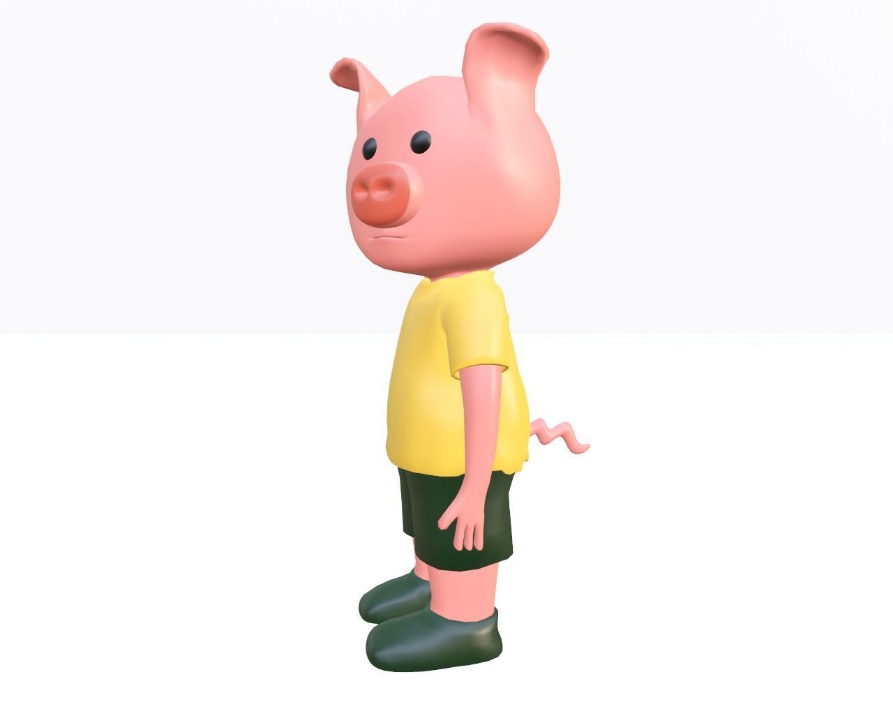 Cartoon Pig - Rigged Free 3D model_3