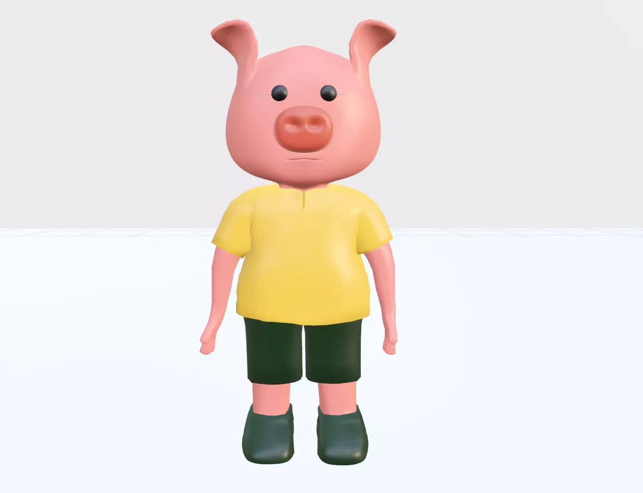 Cartoon Pig - Rigged Free 3D model_0