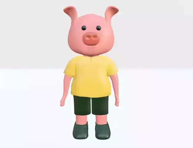 Cartoon Pig - Rigged Free 3D model