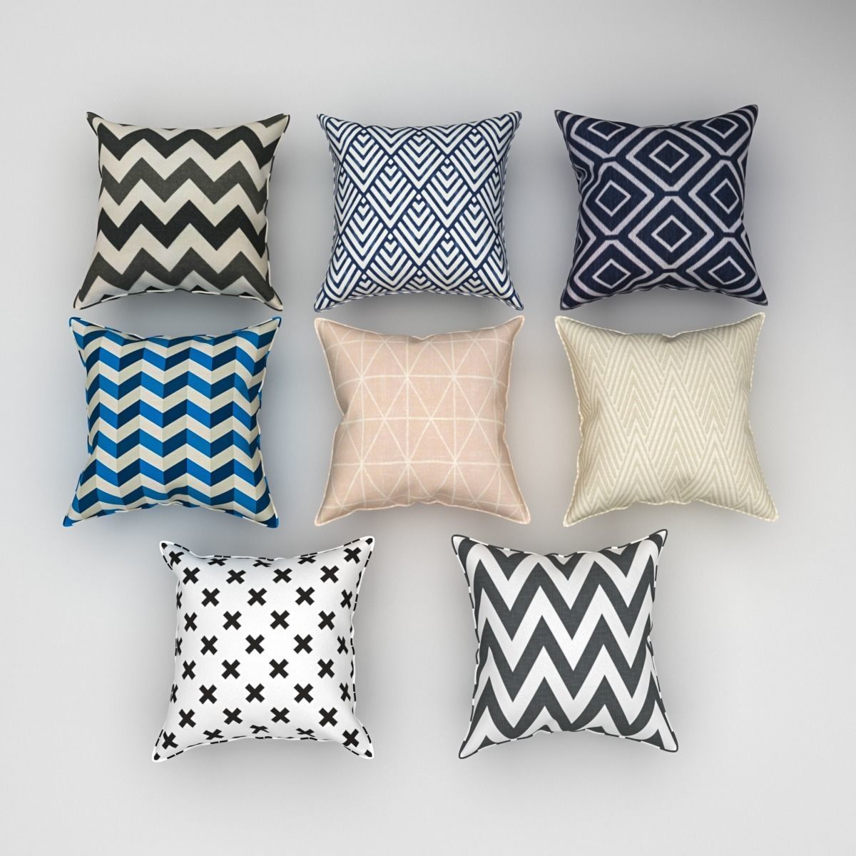 Scandinavian style pillow Free 3D model_1