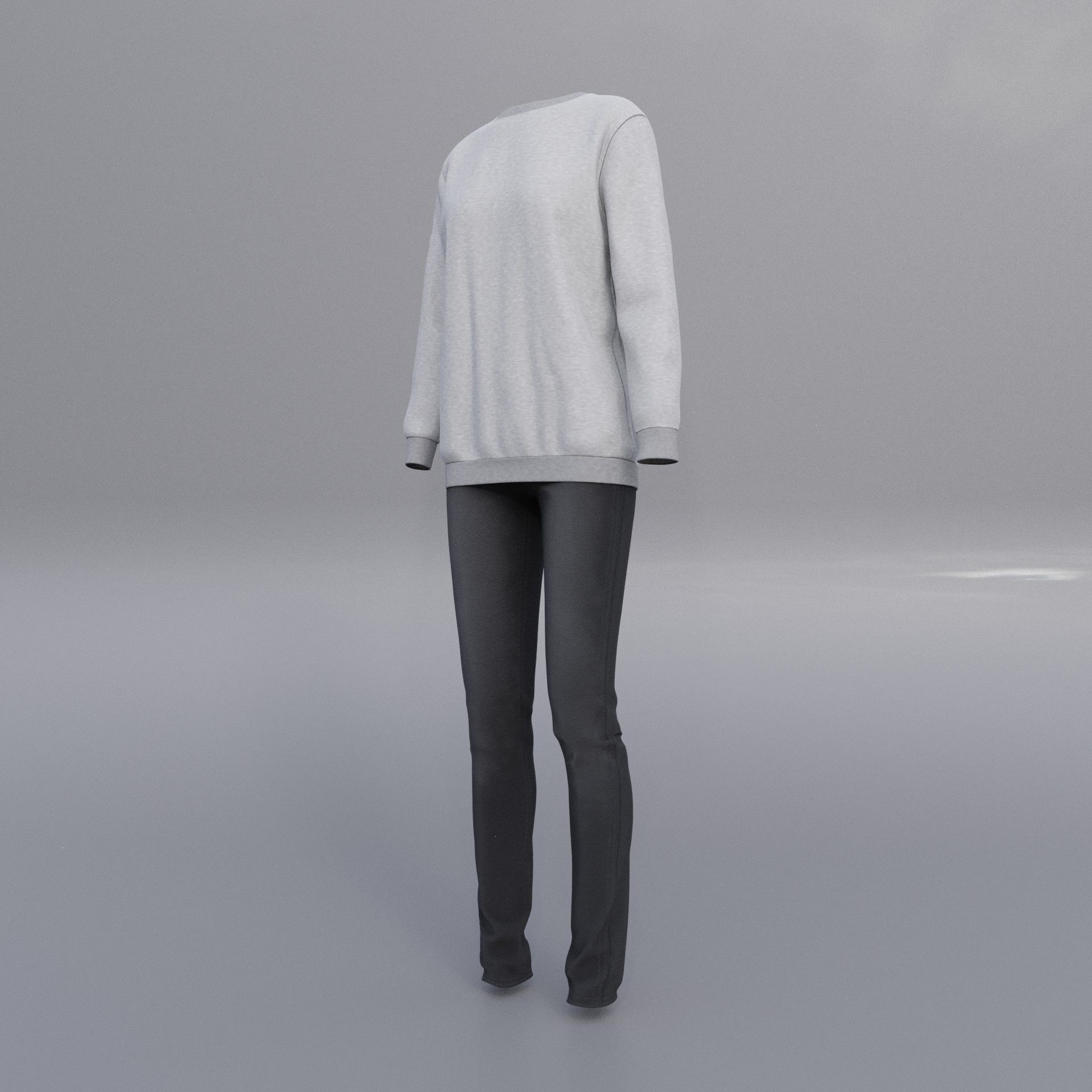 sweatshirts and black denim pants 3D model_11