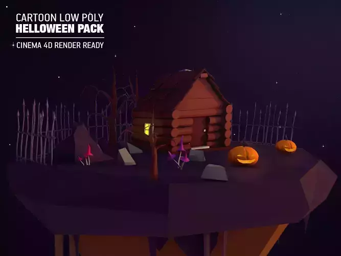 Cartoon Low Poly Halloween Island  Pack Low-poly 3D model