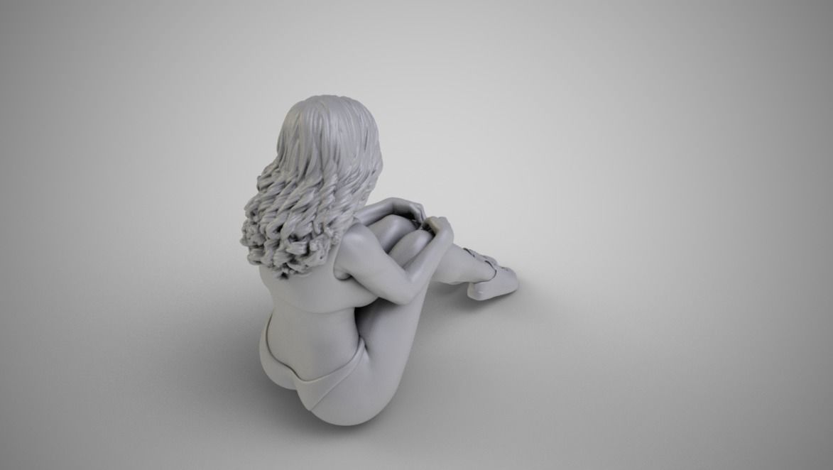 Girl Sit in the Forest 3D print model_3