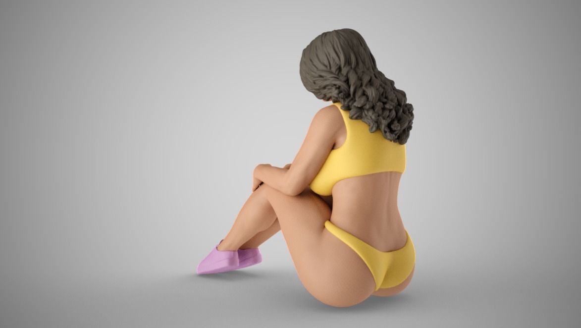 Girl Sit in the Forest 3D print model_10
