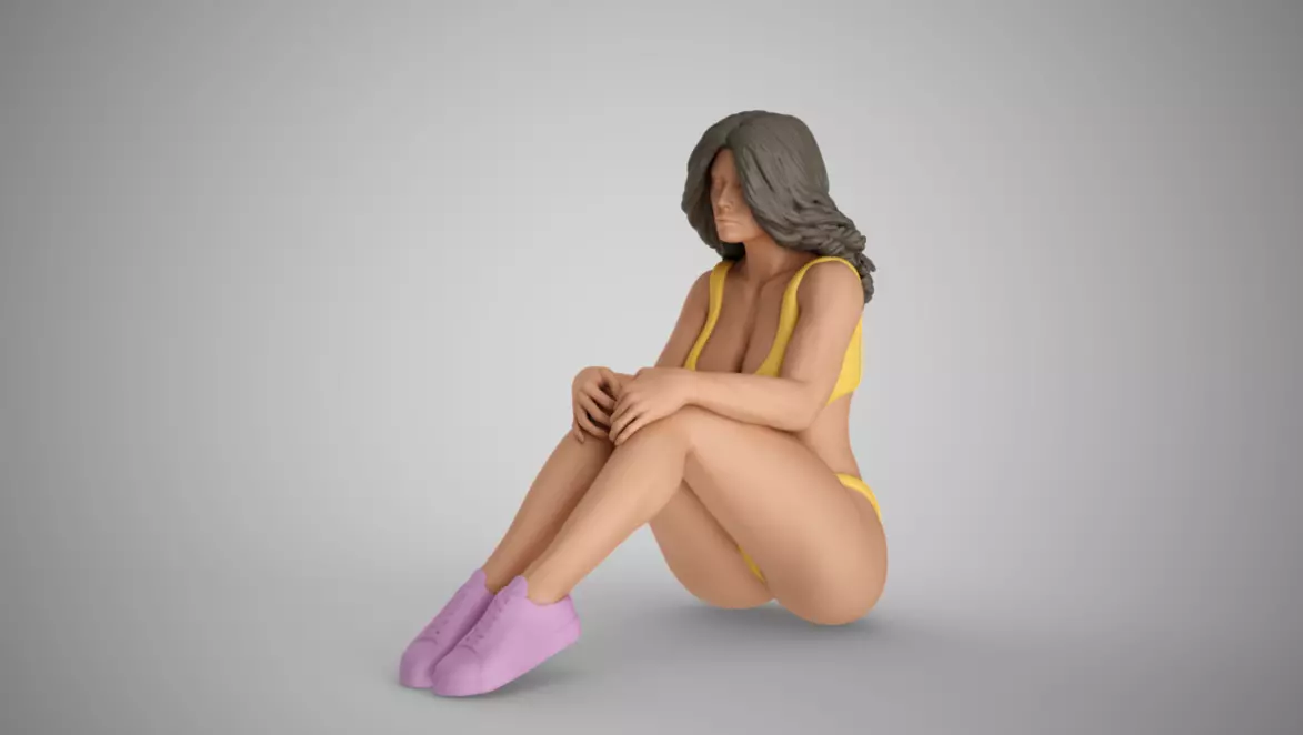 Girl Sit in the Forest 3D print model_0