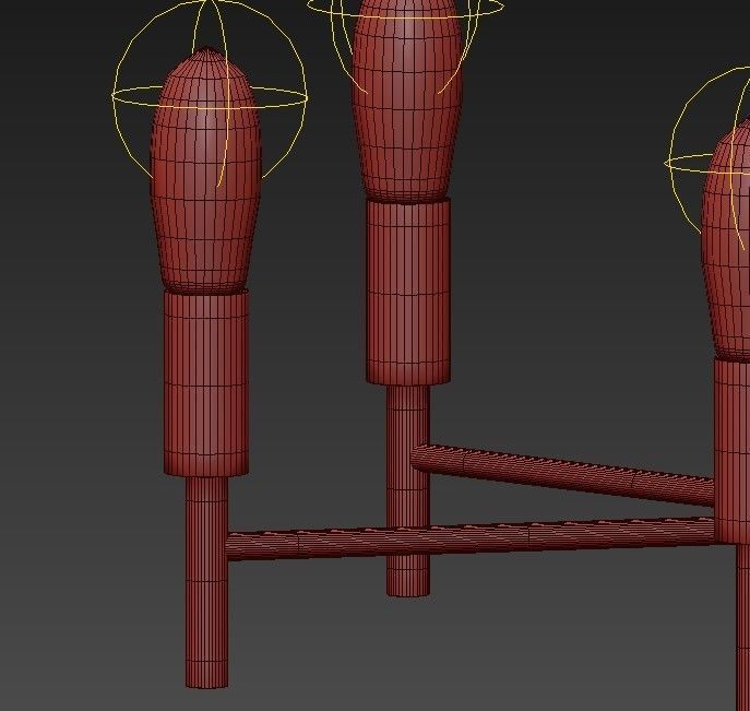 6 Lights Modern Pendant Lighting Golden 3D model_7