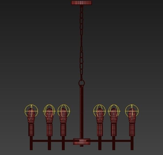 6 Lights Modern Pendant Lighting Golden 3D model_3