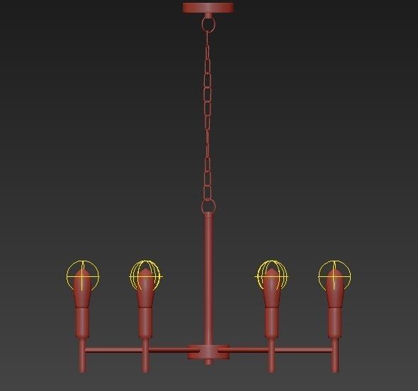 6 Lights Modern Pendant Lighting Golden 3D model_2