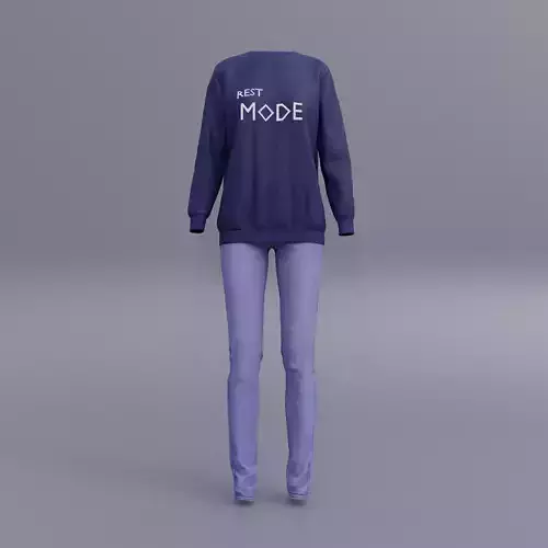  female printed sweatshirts and blue jeans