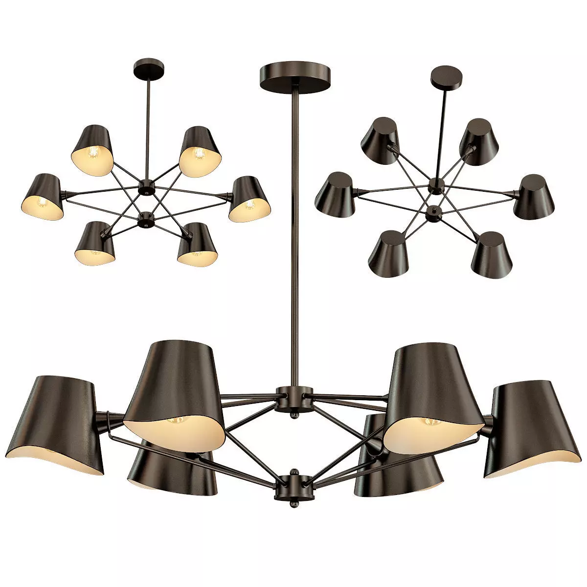 Black And Gold Chandelier 3D model_0