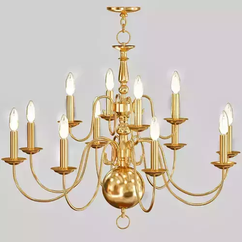 Chandelier with 6 Lights in Antique Brass 3D model