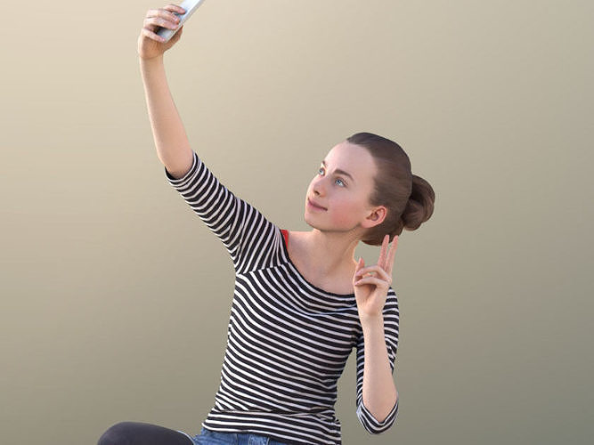 Mady 10109 - Taking Selfie Girl Low-poly 3D model