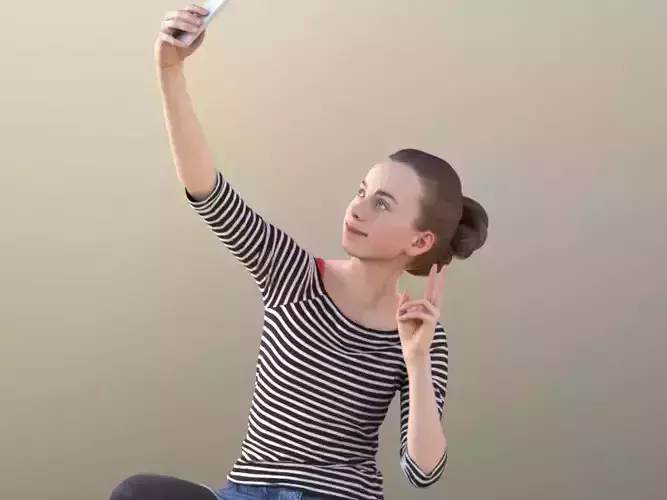 Mady 10109 - Taking Selfie Girl Low-poly 3D model