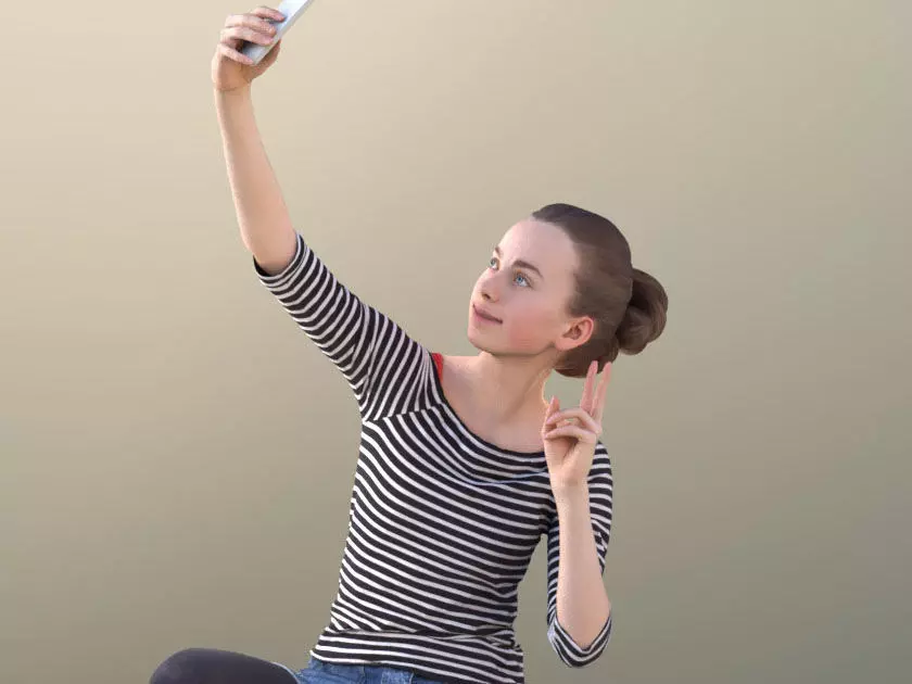 Mady 10109 - Taking Selfie Girl Low-poly 3D model_0