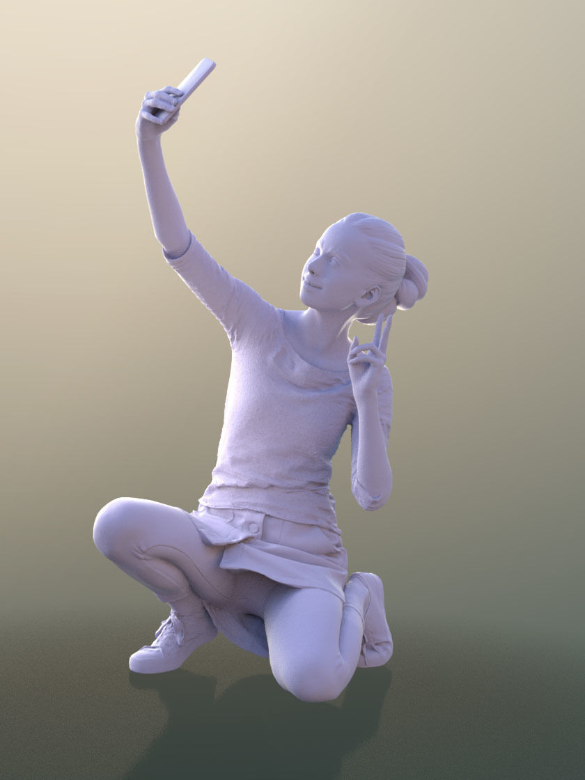 Mady 10109 - Taking Selfie Girl Low-poly 3D model_3