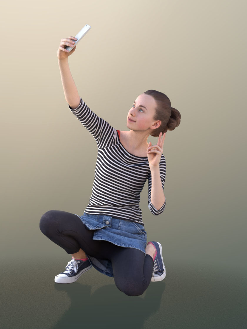 Mady 10109 - Taking Selfie Girl Low-poly 3D model_1