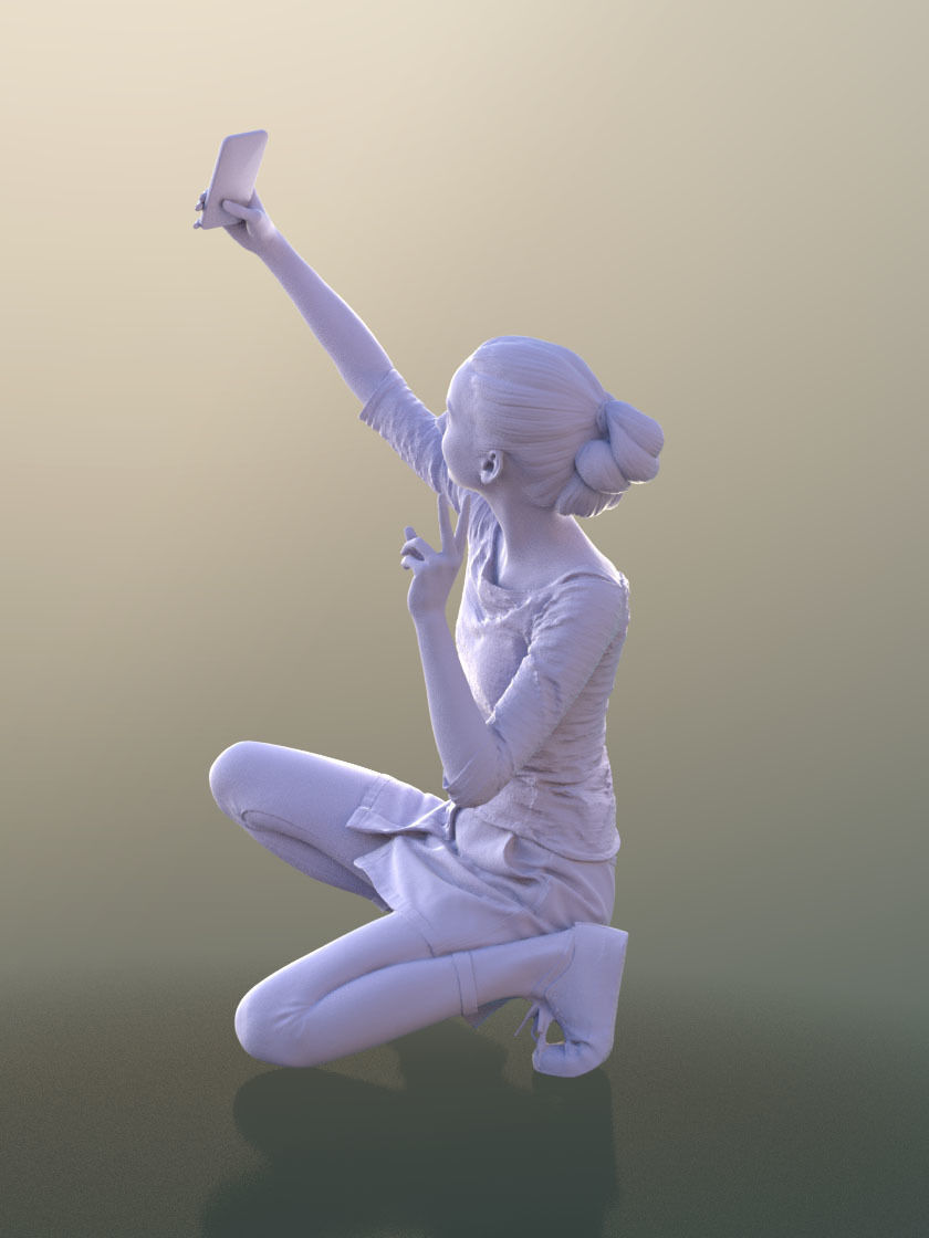 Mady 10109 - Taking Selfie Girl Low-poly 3D model_4