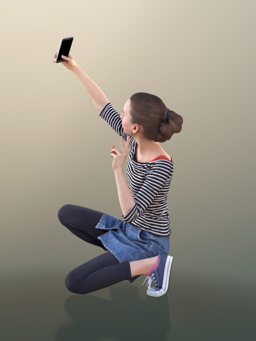 Mady 10109 - Taking Selfie Girl Low-poly 3D model_2