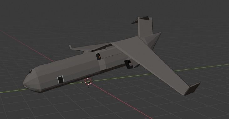 Crashed plane Low-poly 3D model_3